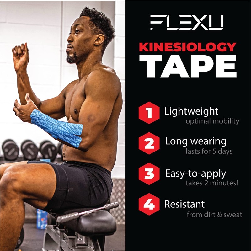 FlexU Kinesiology Tape 1 Roll Pack (20 Pre-cut, Width: 5