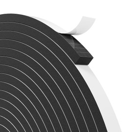 Bantie 1/2"×1/4" EVA Weather Stripping Foam Tape Strip with Adhesive Foam Weather Stripping Door Seal Strip for Door Frame/Window/Gaps (1/2"×1/4",66FT,Black)