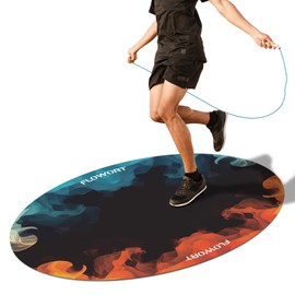 Jump Rope Mat Large Rubber Exercise Mat Indoor Outdoor Shock Absorbing Mat Non-Slip Oval Design for Floor & Rope Protection, Workout Mats for Home Gym Flooring(Red＆Blue)