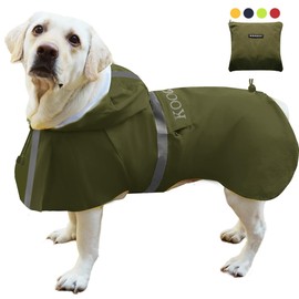 KOOGAL Hooded Pet Large Dog Raincoat Apparel Poncho Waterproof for Medium Large Sized for Dog Raincoat Clothes (Green, 6XL)