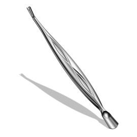 BEZOX 2 in 1 Cuticle Pusher and Trimmer with Fork - Professional Stainless Steel Cuticle Removal Tool for Painless Manicure and Pedicure (Silver)