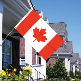 Canada Flag 3x5 FT Canadian Banner Polyester for Outdoor Indoor Home Yard Decor Canvas Header and Double Stitched with Two Brass Grommets (A)