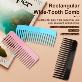 3-Pack Large Wide Tooth Combs, Handle-Free, for Easy Detangling of Wet or Dry Hair in 3 Colors - Ideal for All Hair Types