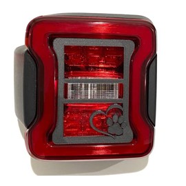 Paw Inside Heart in 3D for Jeep Wrangler Led Version JK/JKU/JL Rear Tail Light Covers (2019-2023) Led Version