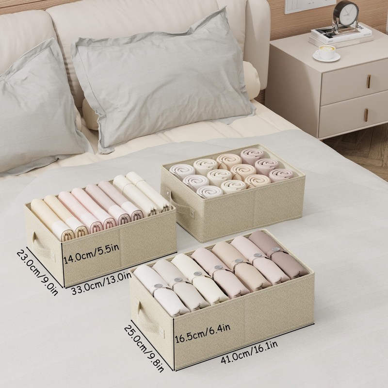 ENUMAIL Collapsible Fabric Storage Boxes,Linen Fabric Cube Organizer Baskets,Storage Bins