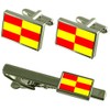 Briceni City Moldova Flag Silver Shirt Cufflinks & Tie Clip