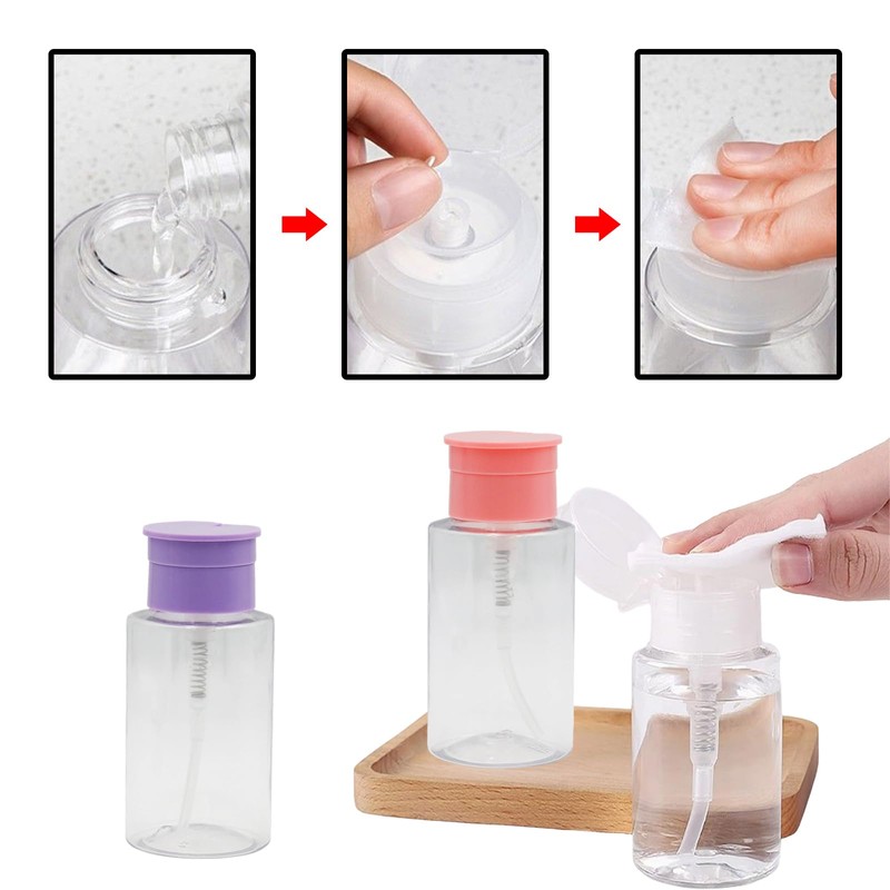 NoxWisp 3 Pcs Transparent Push Down Pump Dispenser with Labels,
