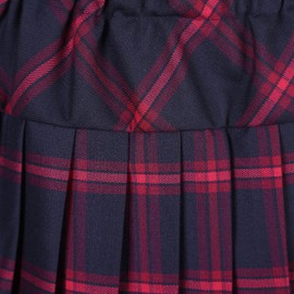 EXCHIC Women's A-Line Mini Skirt Stretchy High Waist Pleated Tennis Skirts Plaid School Uniform Dance Casual Wear (L, 8 Red Plaid)