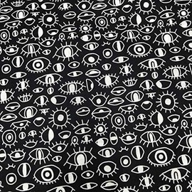 Kt KILOtela - Patchwork Fabric Digital Print 100% Cotton 100cm Length x 140cm Width | Eyes - Black, White