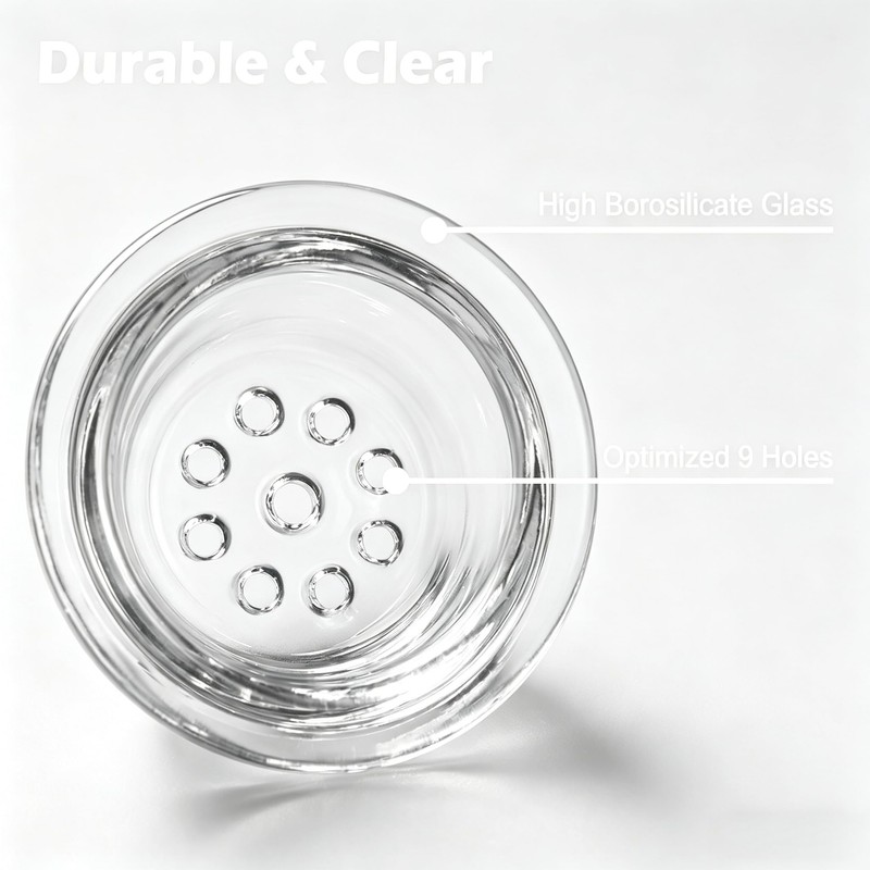 9Pcs 9-Hole Borosilicate Glass Bowl Screens for Pipe, Heat-Resistant