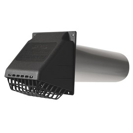 Deflecto Wide Mouth Dryer Vent Hood with Pipe, Bird Guard-Black