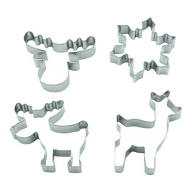 BekkiB - Set of 4 "Elk" - Cookie Cutters in the Shape of Elk, Elk Head with Antlers, Deer, Snowflake - Dishwasher Safe Stainless Steel Cookie Cutters - 2374