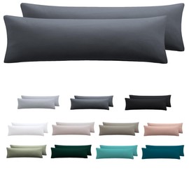 Nesture Side Sleeper Pillow Cover 40 x 145 cm, Set of 2, Cushion Covers 40 x 145 cm, Anthracite, 100% Microfibre Pillowcase with Zip, Soft and Non-Iron