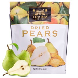 Traina Home Grown Sun Dried Pears - Healthy & Non-GMO, Natural Sweet Flavor Fruit No Sugar Added, Perfect Snack In Resealable Pouch (20 Oz)