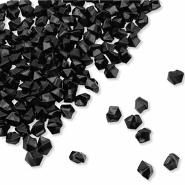 PMLAND 180 Pieces Black Acrylic Ice Rocks – Crushed Fake Ice Gems Decorative Crystal Stones for Vase Filler Wedding Table Scatter Party Centerpiece DIY Crafts Aquarium and Home Décor