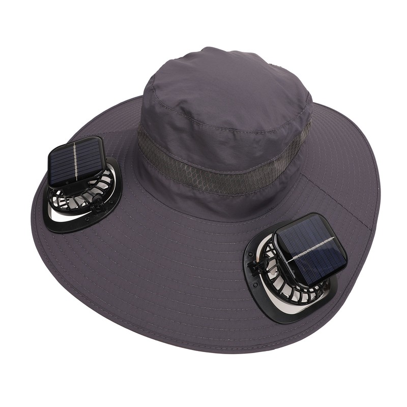 Solar Fan Hat Large Brim Quick Dry Breathable 3 Speeds