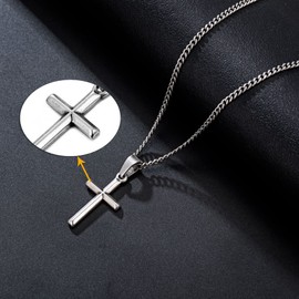 Men's Necklace with Cross Pendant for Men, Silver Black Stainless Steel Cross Chain for Men Women, Cross Gift for Men, Stainless Steel