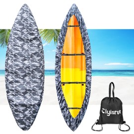 Waterproof Kayak Canoe Cover Accessories, Boat Outdoor Oxford Storage Marine Cockpit Dust Cover UV Protection Ultra Strong Sunblock Shield for Fishing Boat Kayak Canoe (13.4-14.7FT)