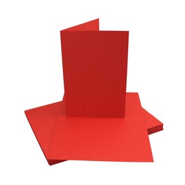 25 Folding Card Sets – Red – 12 x 17 cm – DIN B6 Folding Cards with Envelopes Red Lined – Includes Insert