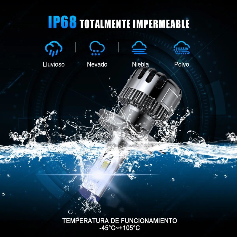 Luces Led Para Autos Kit 24000lm Faros Luz Carro H4