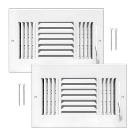 DGB 2 Pcs 10x6 Inch Air Vent Covers - 3-Way Solid Metal Wall & Ceiling Register, Return Air Vent (White, Interior Size 10 x 6)