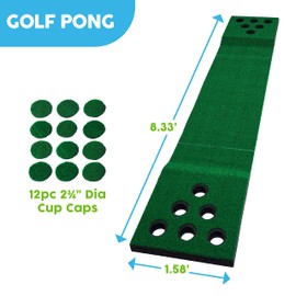 MD Sports Big Sky Pong Golf Putting Mat Game with 12 Cup Covers - Portable Outdoor Putting Green with Non-Slip Bottom for Tailgating, Backyard Parties, Beach - Outdoor Games for Adults and Family