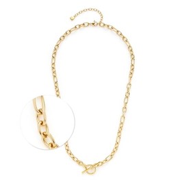Jewels by Leonardo Elisabeth Necklace • Short Anchor Chain Made of Gold-Coloured Stainless Steel • Different Shaped Chain Links • 45-50 cm Length • Jewellery Gift for Women • 025152, 45 cm, Stainless
