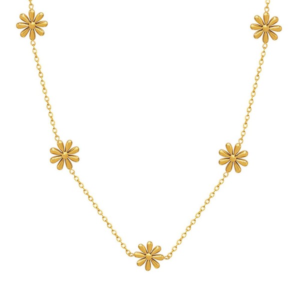 OIDIMS Cute Daisy Flower Choker Necklace for Women 18k Gold