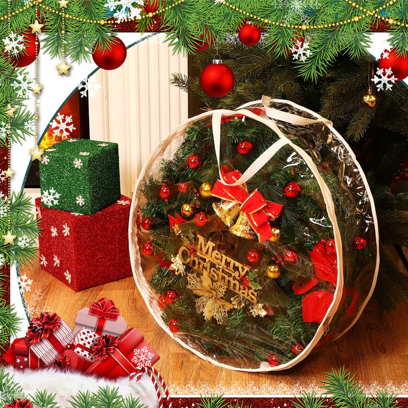 Christmas Wreath Storage Container 30 Inch Clear Wreath Storage Bags