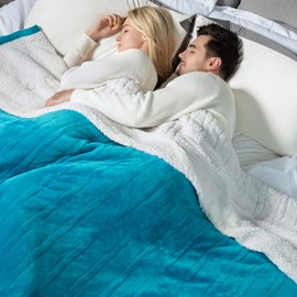 WOOMER Electric Heated Throw Blanket, Soft Flannel Fast Heating Blanket with Multi-Color Option, Queen Size 84"x 90", 10 Heating Levels & 0.5-12H Auto Off, Over-Heat Protection