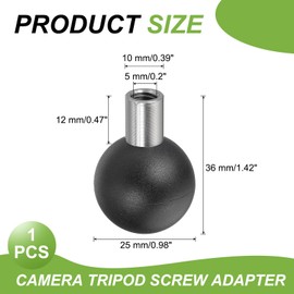 PATIKIL 1" Ball Mount Base Ball Adapter with Right Angled Bolt Head Adapter Stainless Steel for Action Camera Camcorder Compatible for Double Socket Arms Mount Motorcycles, Silver