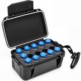 Teenyyou 15 Slots 10ml Peptide Vial Case for Fridge, Rugged ABS Hard Shell Storage Box with Foam Insert, Waterproof Shockproof Vial Holder for Travel, Black