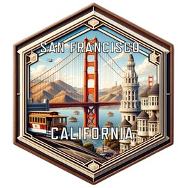 San Francisco California Souvenir Travel Destination Die Cut Hexagon Decorative Flat Magnet 2-Inch