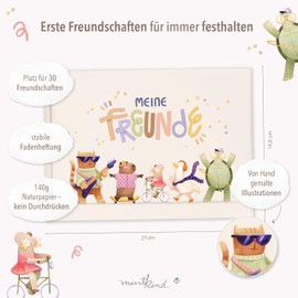 mintkind Friendship Book Primary School Animals - Creative Memory Book with Colouring Pictures, Questions & Space for Photos, Gift for First Day at School Children