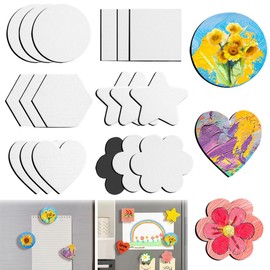24 pcs Magnetic Painting Canvas Boards Mini Canvas Boards Blank Canvases Various Size Magnetic Canvases for DIY Acrylic Oil Watercolor Painting Fridge Locker Art Crafts