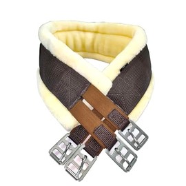 Preto Synthetic Saddle Jumping Girth Equine Elasticated Ends Soft Faux Fur/Mink/Fleece lined Strong Tear Resistant Nylon Webbing Anti-chafing Padded Equestrian Cob Full Pony