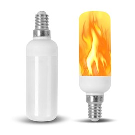 Fire Effect T6 T8 E12 LED Fire Candle Light Bulb Flame Flicker Tube Base Shape Novelty Lighting B11 Torch Rustic Farmhouse Bulbs 12mm Diameter, 100MM / 4.00" Total Length 120V ST15 3 Pack