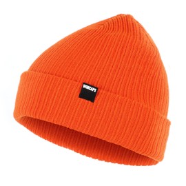 Wmcaps Unisex Winter Hat, Cozy Breathable Beanie for Men and Women Warm Soft Ribbed Beanie Cap Stylish Daily Wear Cuffed Plain Knit Hat, Gift for Thanksgiving Christmas, Orange
