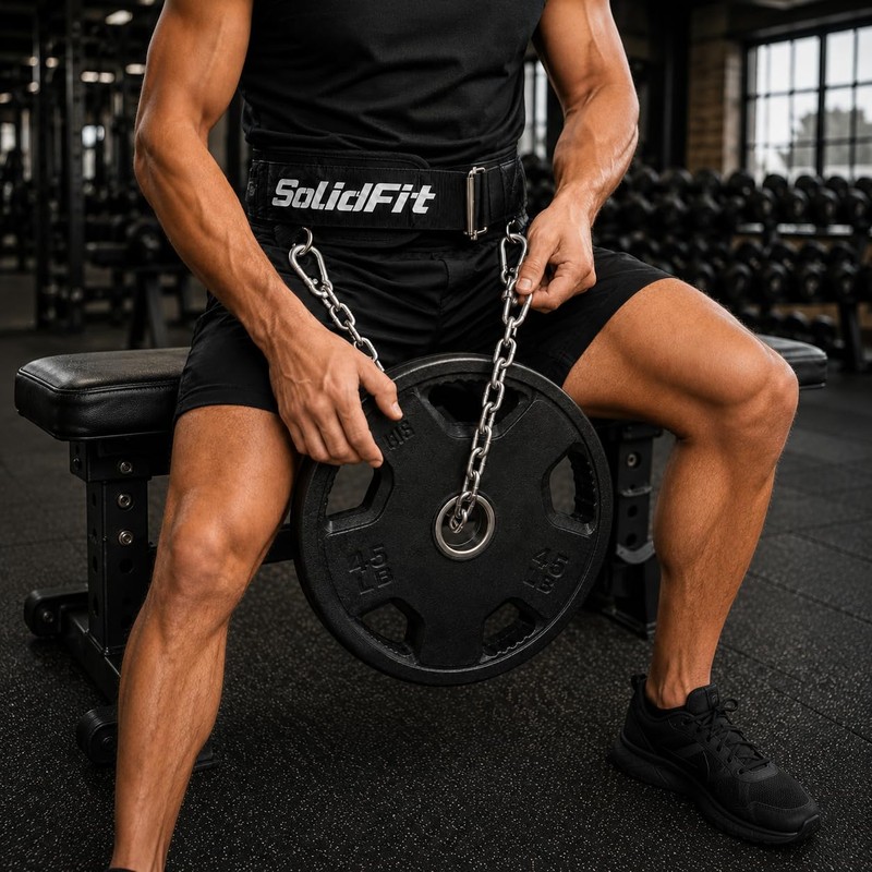SolidFit 2-in-1 Weight Lifting Belt and Dip Belt for Weightlifting,