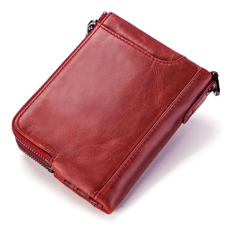 Lurrose Cartera Para Hombre De Piel Roja Protección Rfid Monedero
