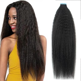 Boymia Kinky Straight Tape In Extensions Tape Ins Human Hair Tape In Extensions Human Hair Black Women Extensions Human Hair Natural Invisible 20PCS 22Inch 50g (22inch)