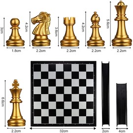 Chess Set, Magnetic Folding Gold and Silver Travel Chess Set,Classic Board Game for Beginner, Kid/Children and Adults Gift Learning and Education Toy, International Chess Set