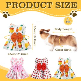 3Pcs Dog Pet Clothes Dog Dresses, Cute Floral Puppy Dresses Pet Cat Princess Bowknot Clothes Cute Puppy Summer Outfits for Medium and Small Dogs Cat Girls (7.7-15lb)