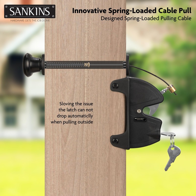 SANKINS Key Lockable Fence Gate Latch, 2 Sided Gate Lock