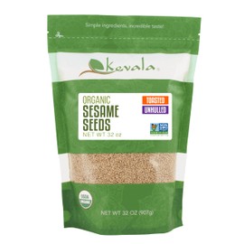 Organic Toasted Sesame Seeds (Unhulled) - Gluten-Free Topping for Asian Dishes, Ready to Eat Straight From the Bag, Roasted Seeds Great for Baking and Cooking at Home, Resealable Bag, 32 oz, 2 lb