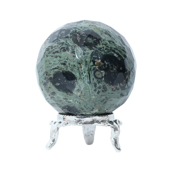 FASHIONZAADI 45-55 mm Kambaba Jasper Diamond Gemstone Ball with Stand for Chakra Balancing Feng Shui Handmade Healing Crystal White Stone Ball Spiritual Gift Home Decor