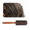 Roller Round Brush, 14 Rows Natural Wooden Boar Bristle Round