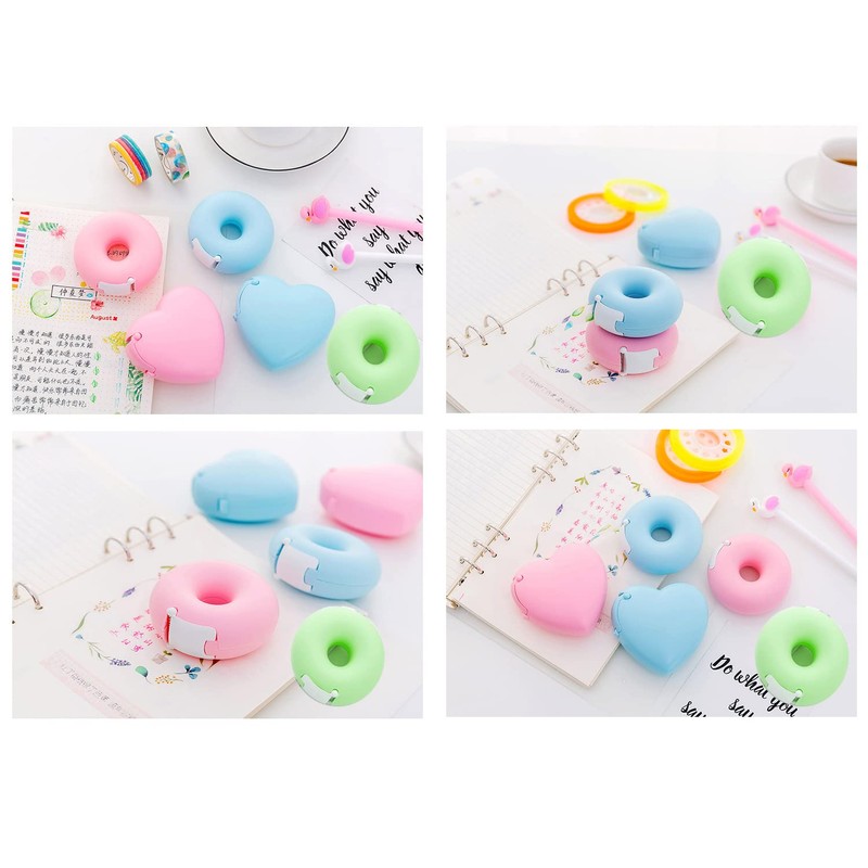 Candy Color Tape Dispenser, Small Cute Donut-Shaped Tape Organizer Desk