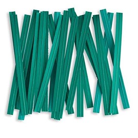 Weststone 100pcs Plastic/Paper Coated Green 4" X 1/4" Twist Ties - Won't Rip or Pull Off