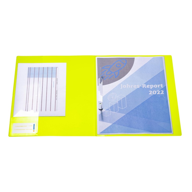 HERMA 19636 File Folder A4 Translucent Neon Yellow Sturdy Plastic